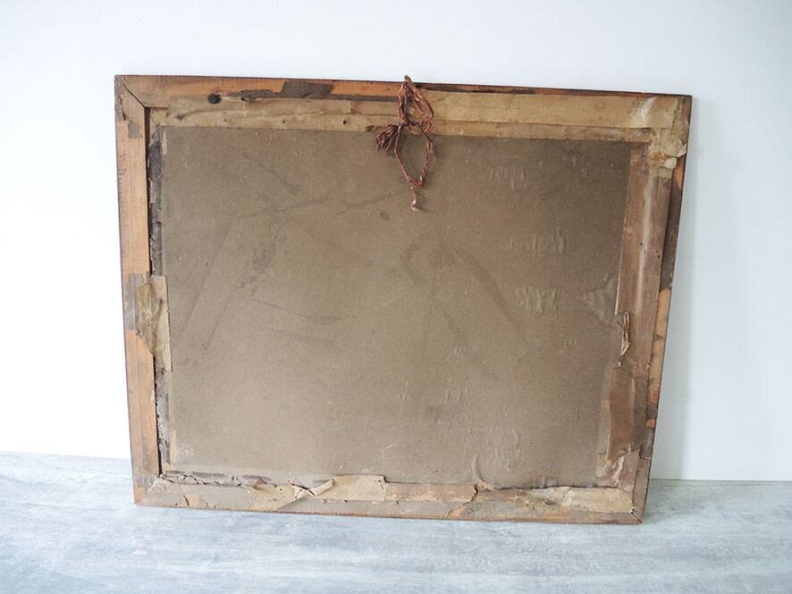 Old framed painting: hunting