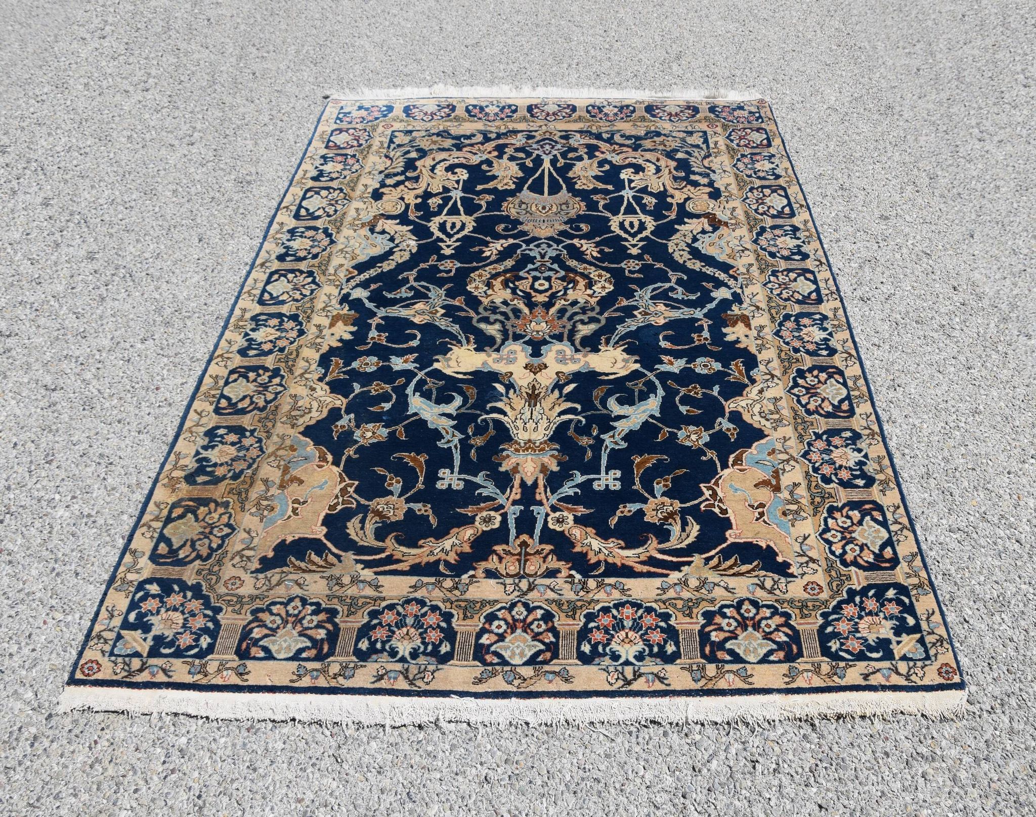 Iranian oriental carpet Kashan - handmade: 1.42 x 2.00 metres in Wool and Silk