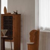 Fauteuil Brutaliste en Tronc en Pin Massif & Bouclé, Moderne du Milieu du Siècle Suédois, Années 1970