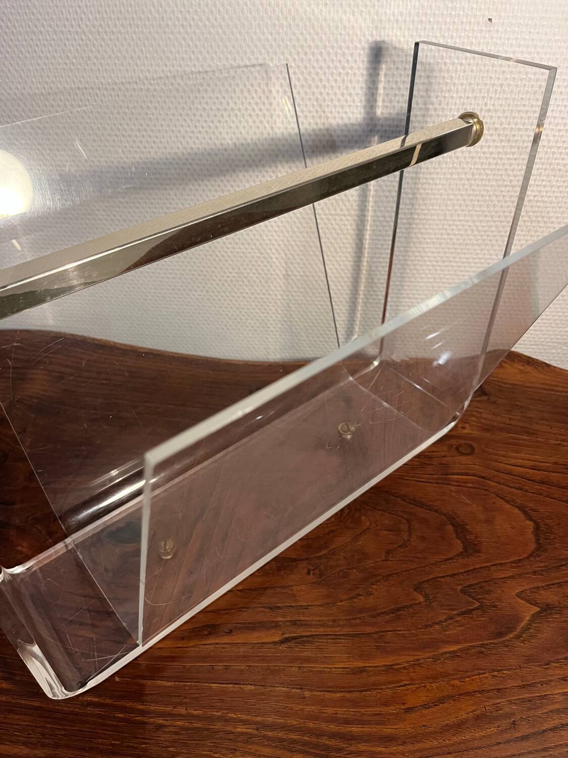 Plexiglas magazine rack by David Lange