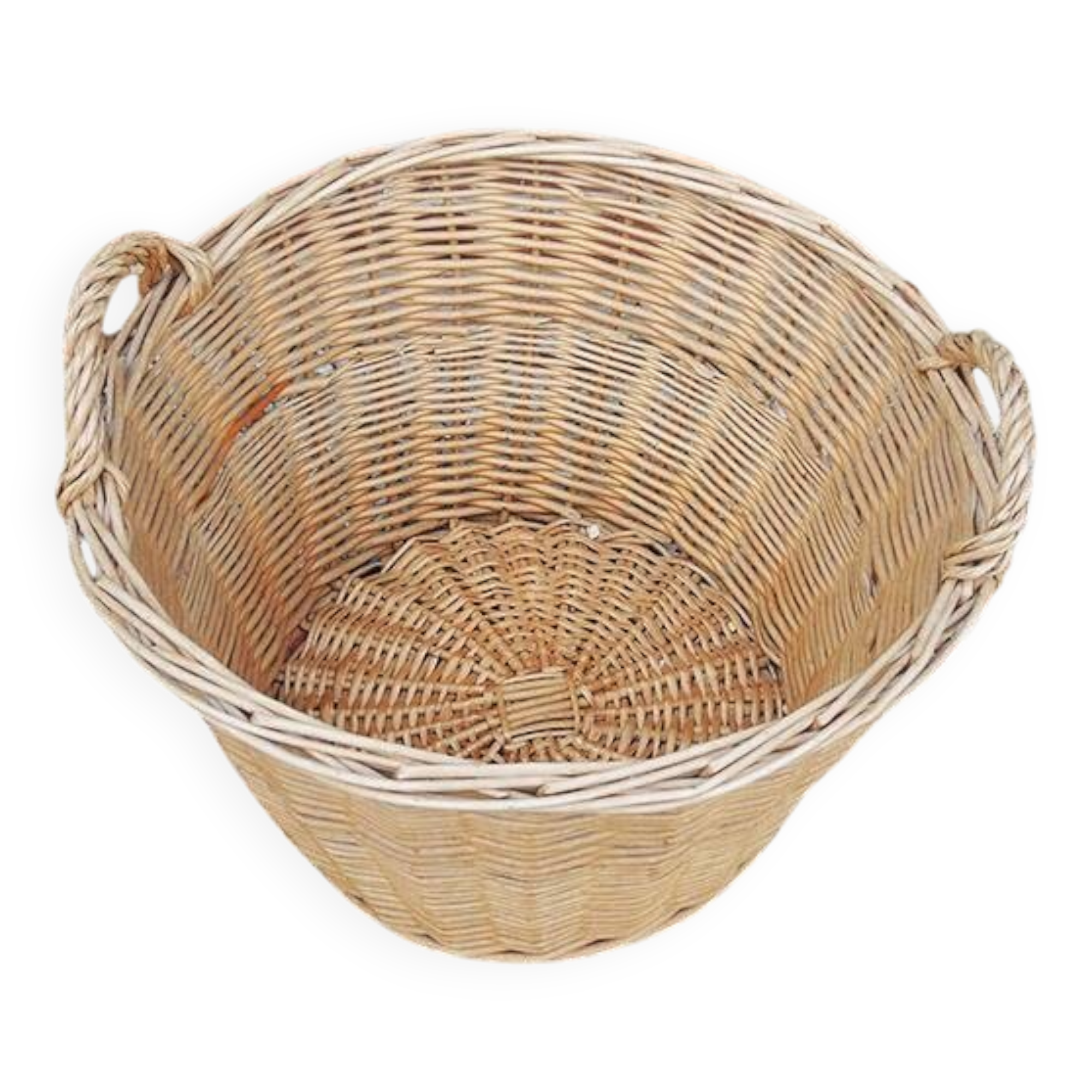 Antique Large Light Wicker Laundry Basket
