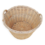 Ancien Grand Panier à Linge en Osier Clair