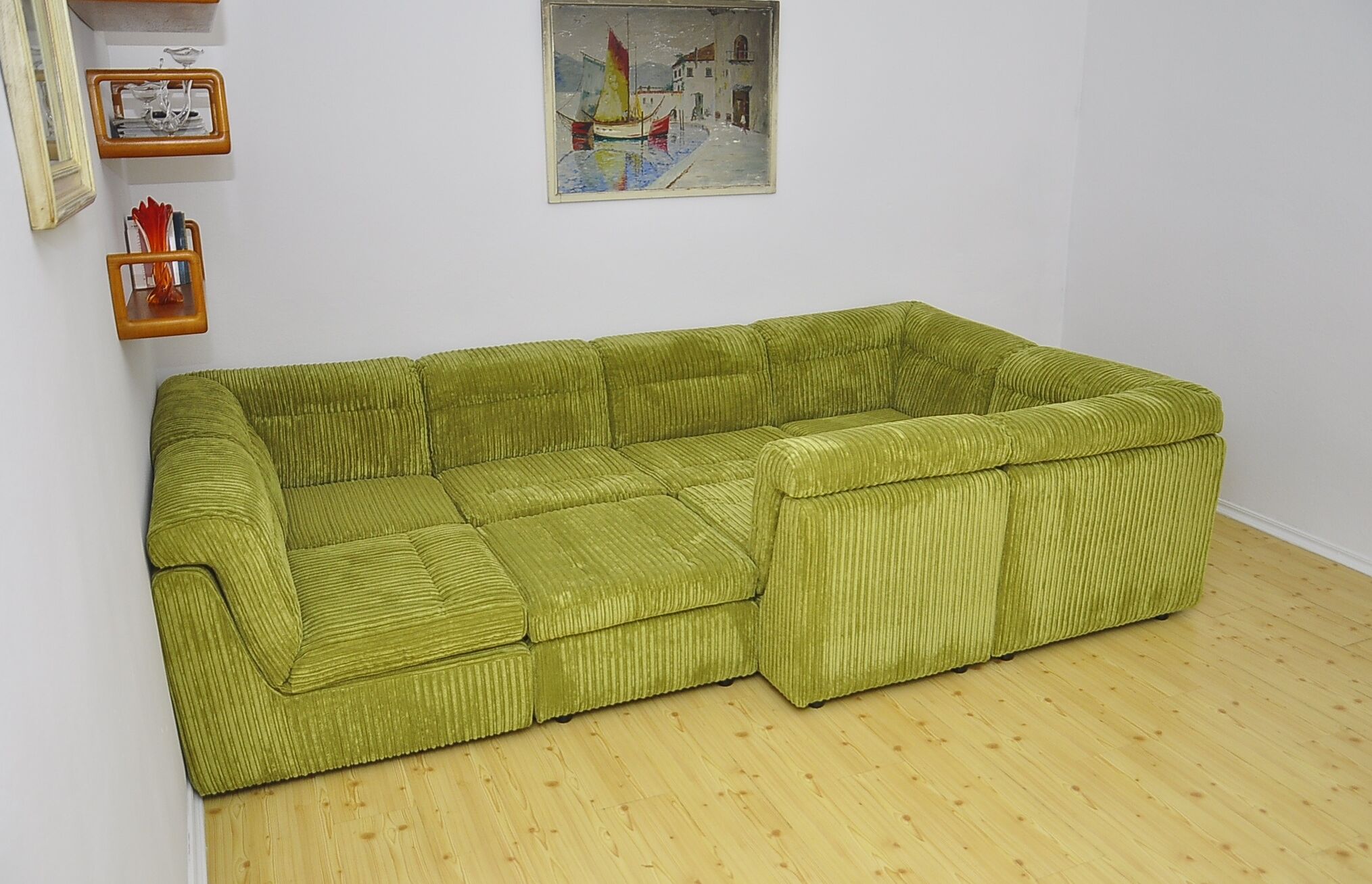 Mid-century corduroy modular sofa, 1970s