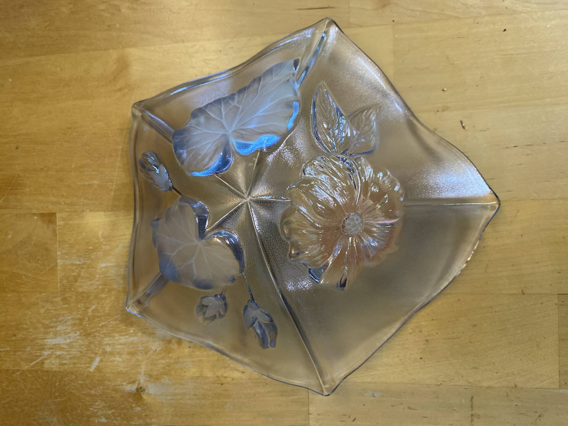 Bol vide poche mikasa crystal moulded decor flowers coloured vintage