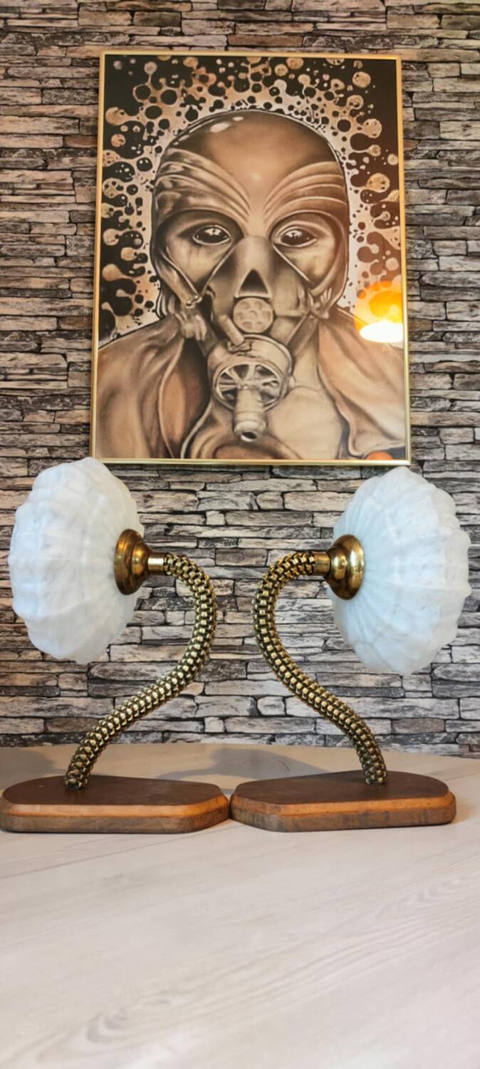Art Deco 1950s brass wall lights