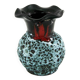 Petit vase corolle en céramique Fat Lava noir, rouge et blanc - Panassidi Vallauris France - vintage
