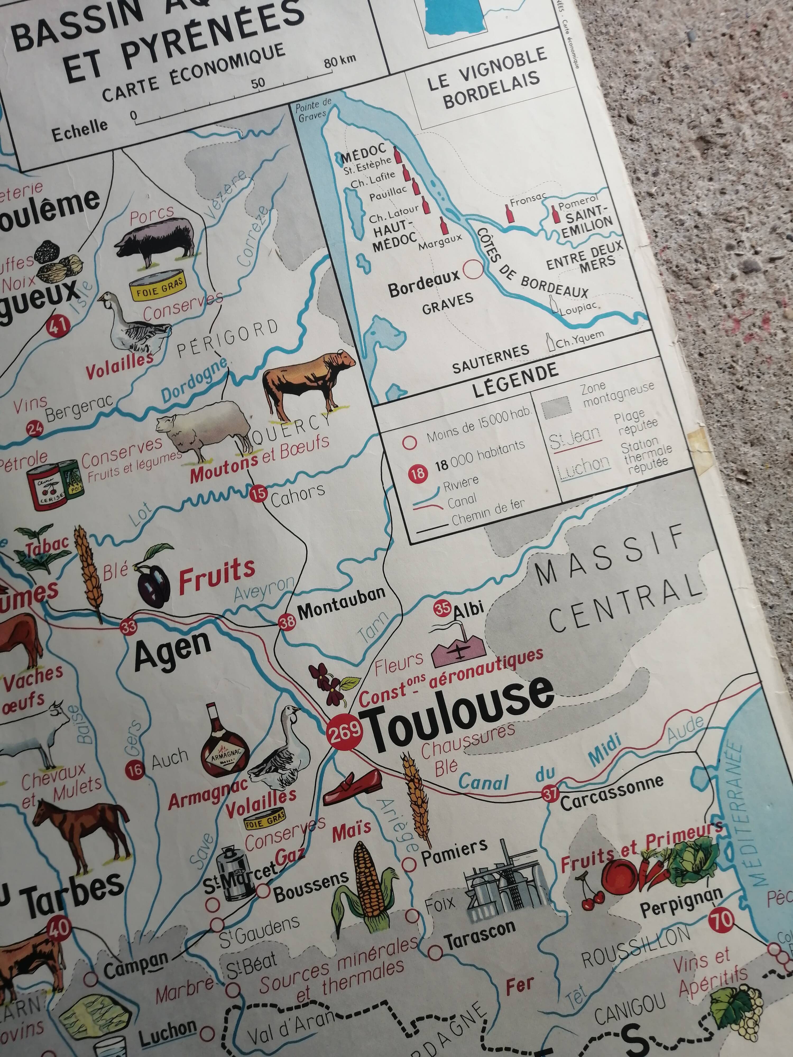 MDI Economic Map Poster - Pyrenees, Aquitaine Basin, Alps and Jura