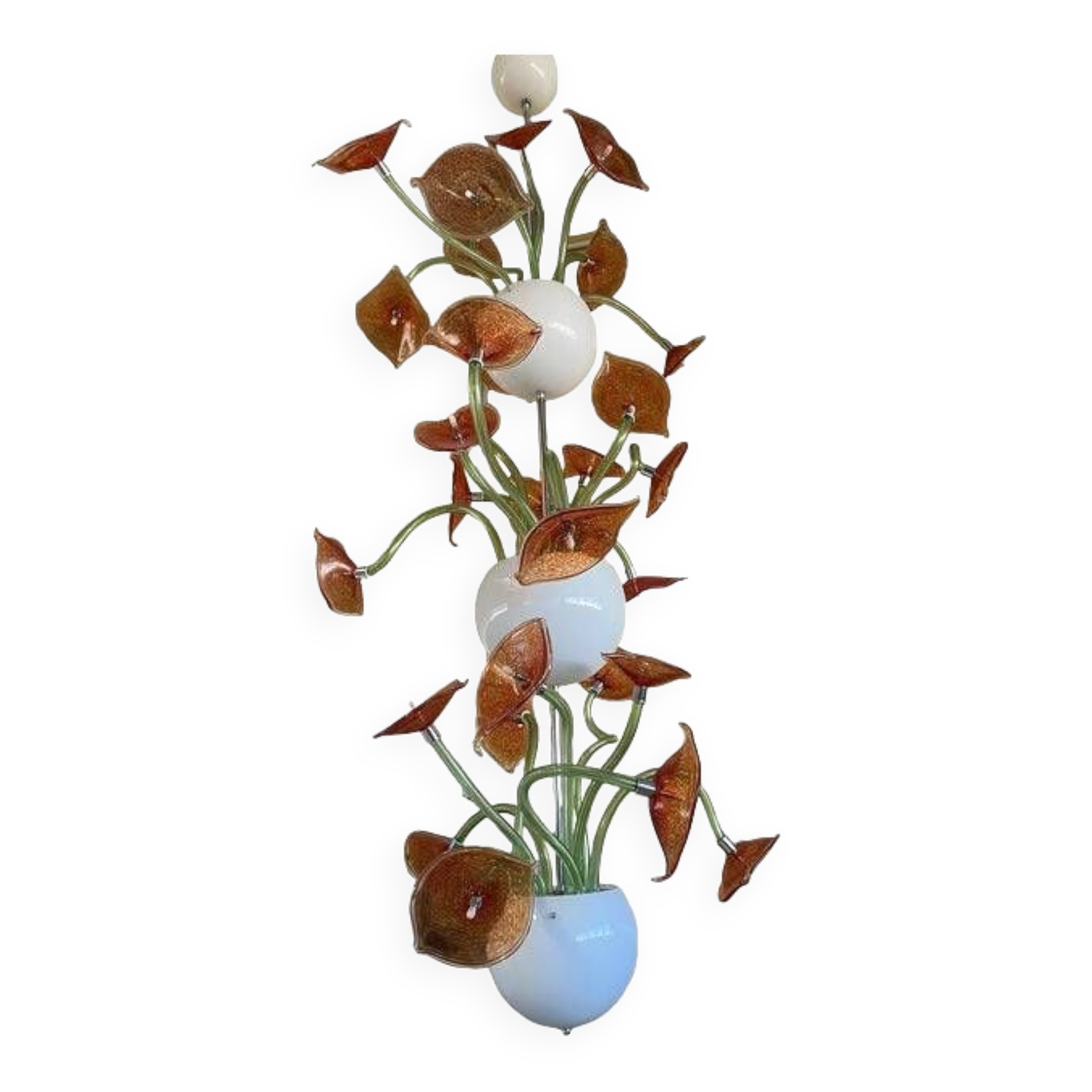 Contemporary flowers murano glass cascade chandelier