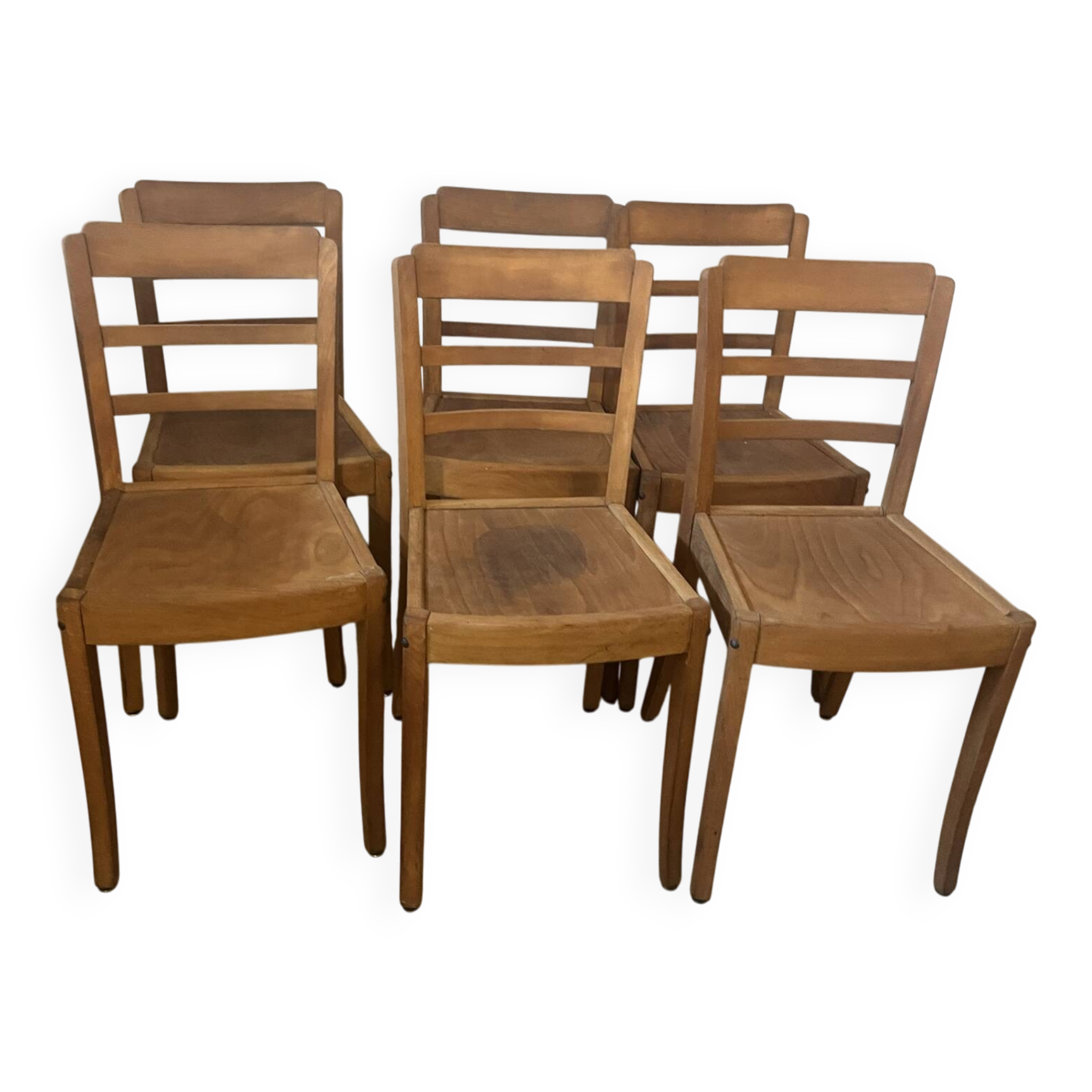 Set of 6 vintage wooden chairs — Monobloc licence assem