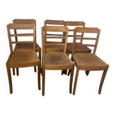 Set of 6 vintage wooden chairs — Monobloc licence assem