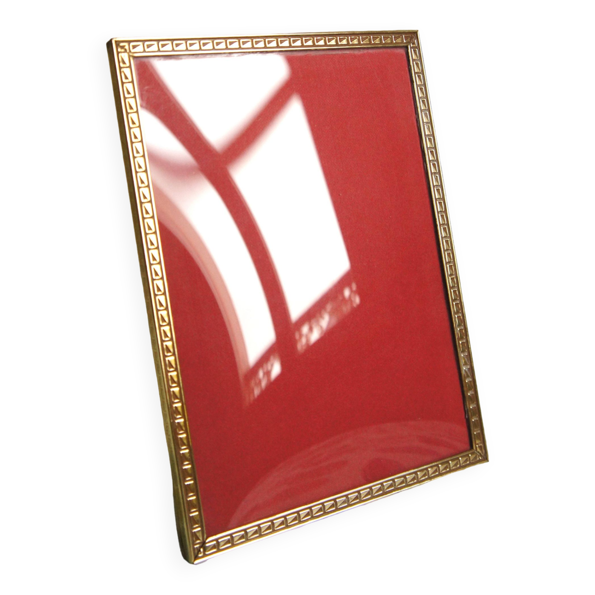 Gilt brass & curved glass photo frame, Denmark, 1950