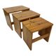 Tables d'appoint gigognes en bois de pin vintage, ensemble de 3