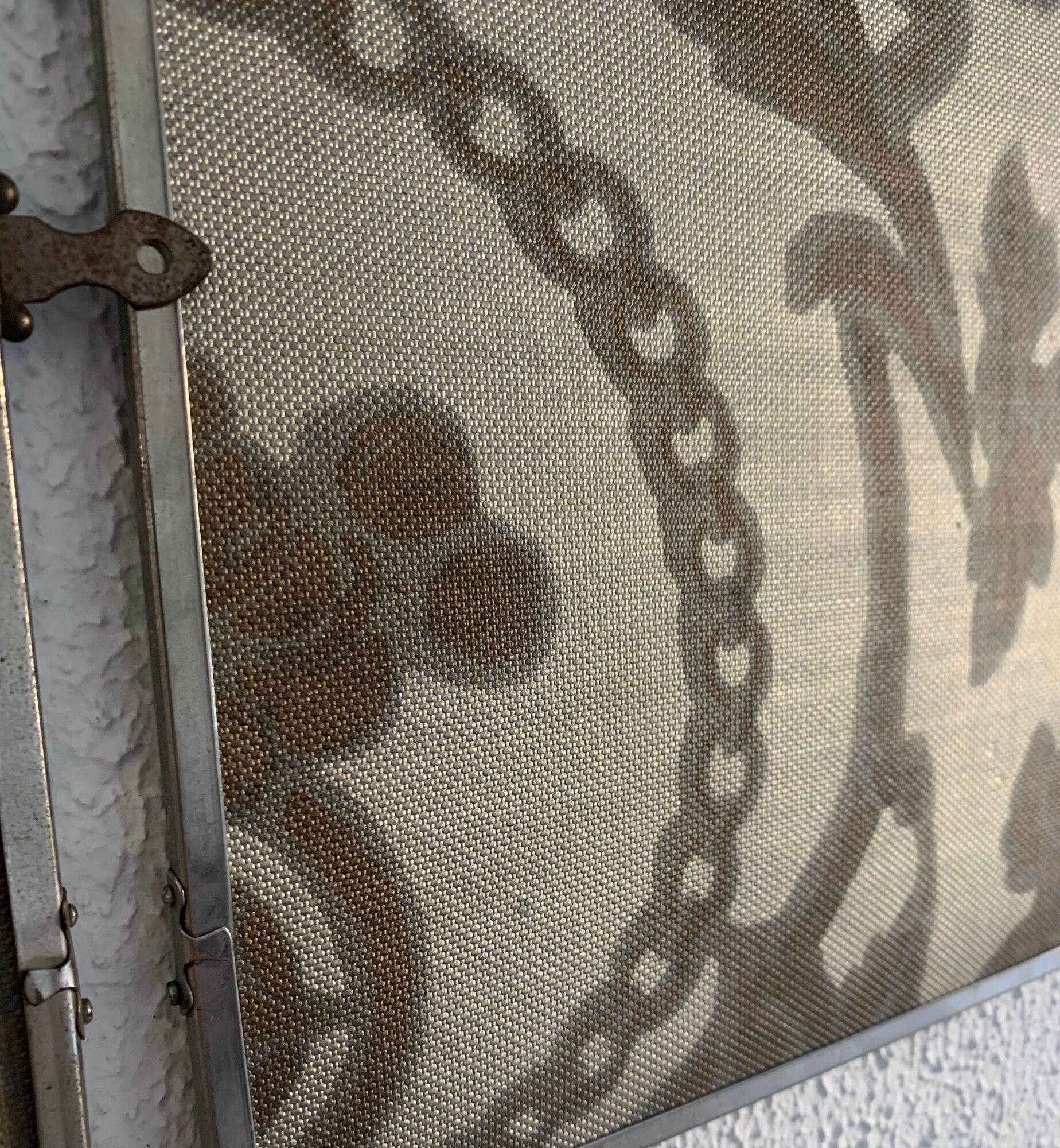 Miroir vintage 1930 triptyque de barbier Art Déco tissu - 31 x 77 cm
