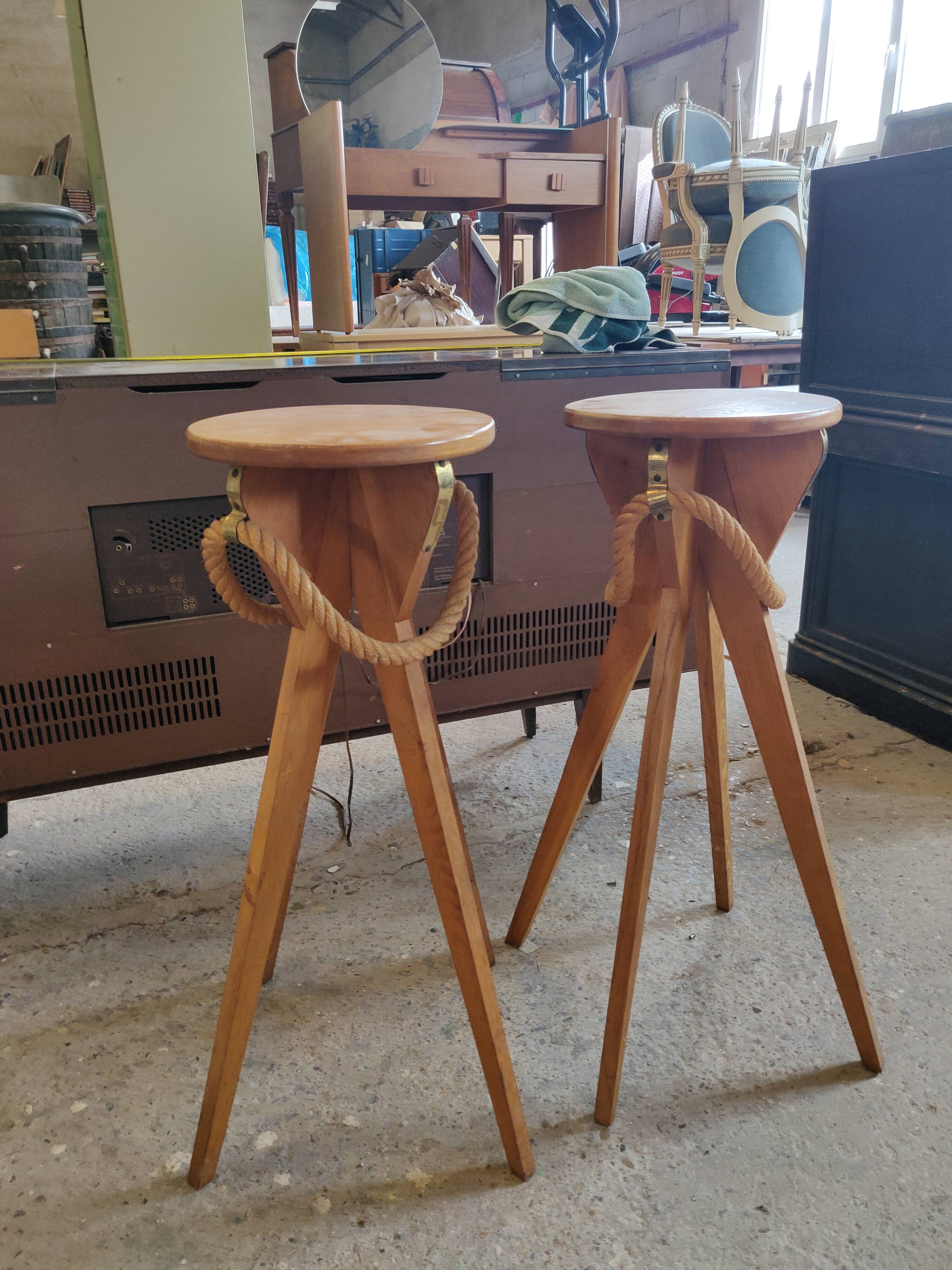 Oak corner bar and 2 stools vintage marine theme