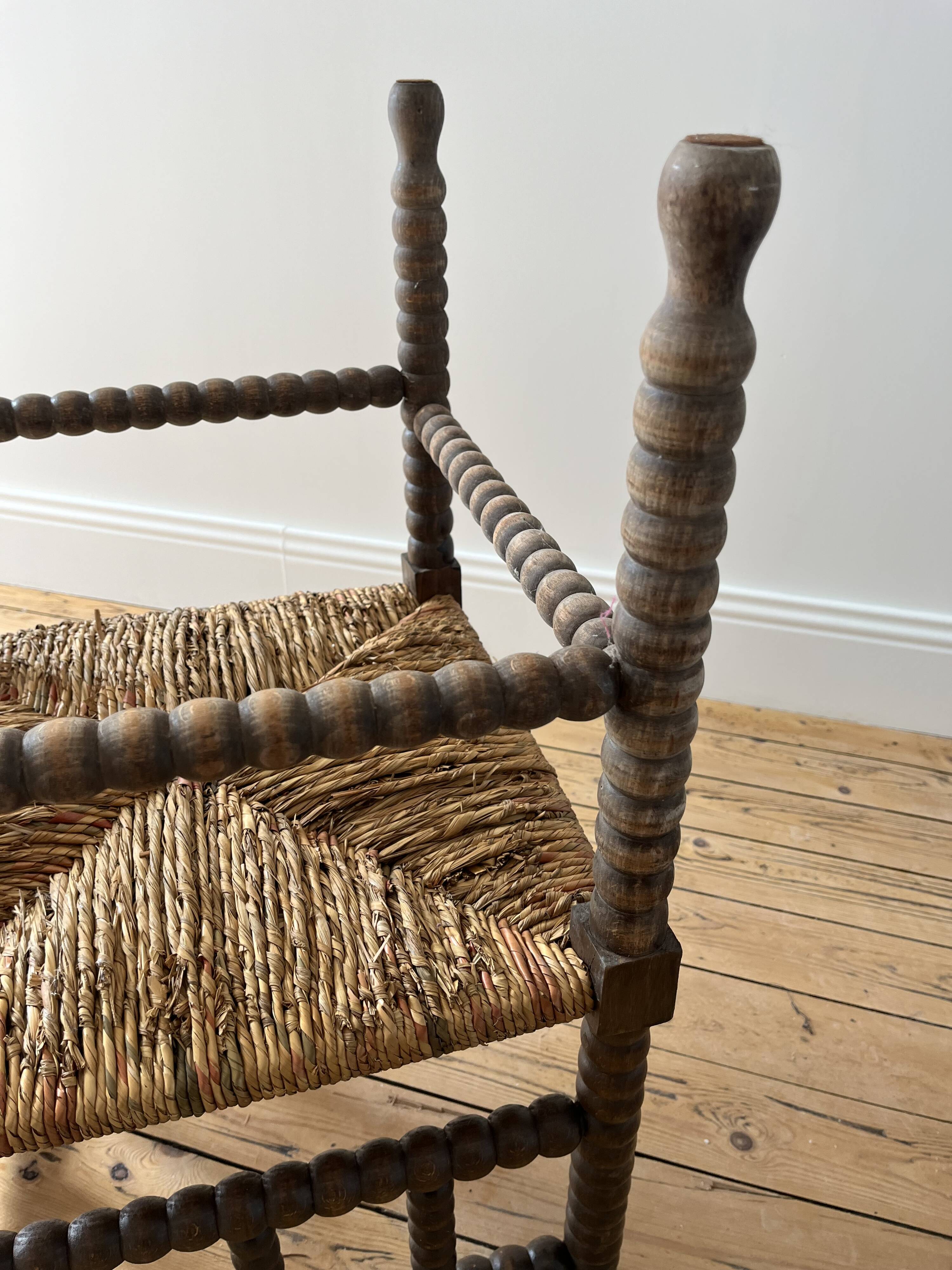 Turned wood corner chair