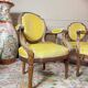 Set of four natural wood armchairs in louis xvi style 19th century