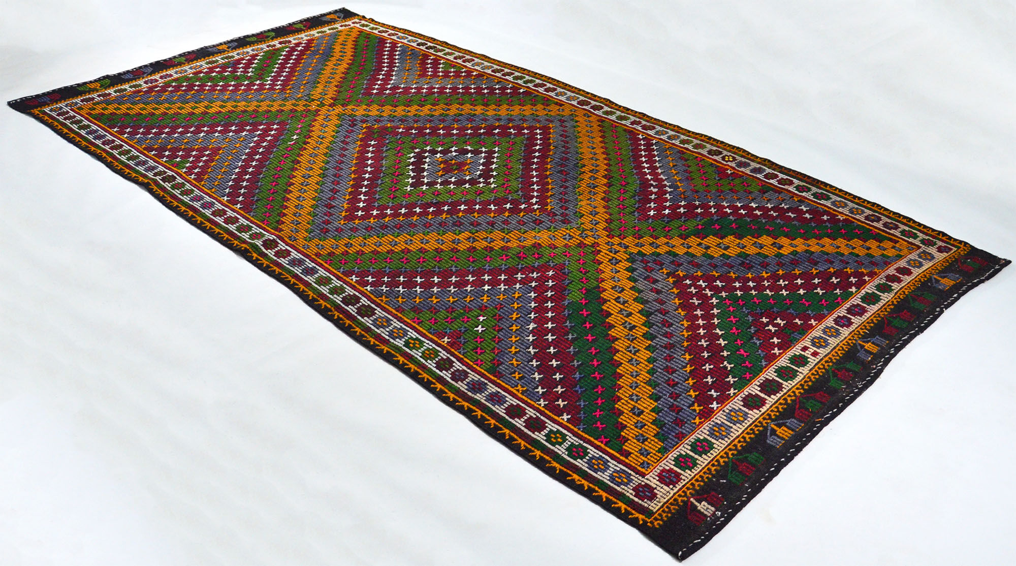 Anatolian handmade kilim rug 364 cm x 189 cm