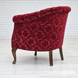 Paire de fauteuils lounge danois, années 1950, tissu rouge en coton/laine.