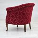Paire de fauteuils lounge danois, années 1950, tissu rouge en coton/laine.