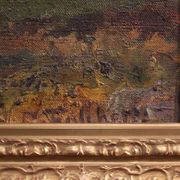 Antique Italian signed mountain landscape painting from 19th century