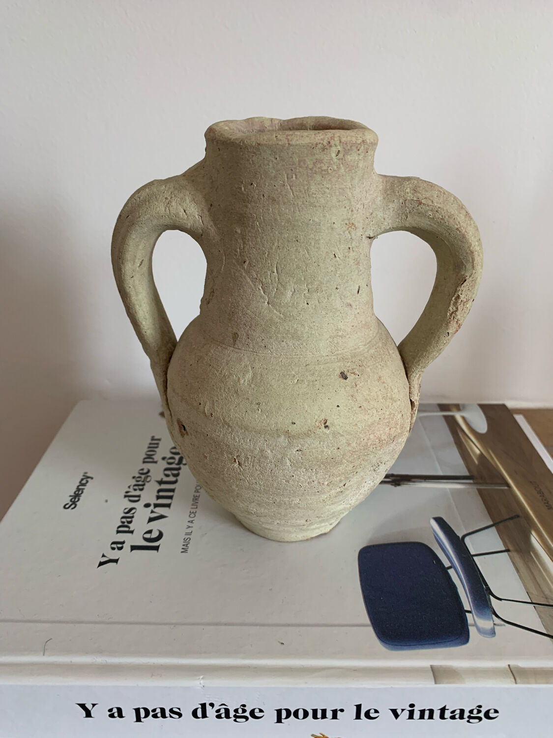 Vintage clay pot in minimalist style