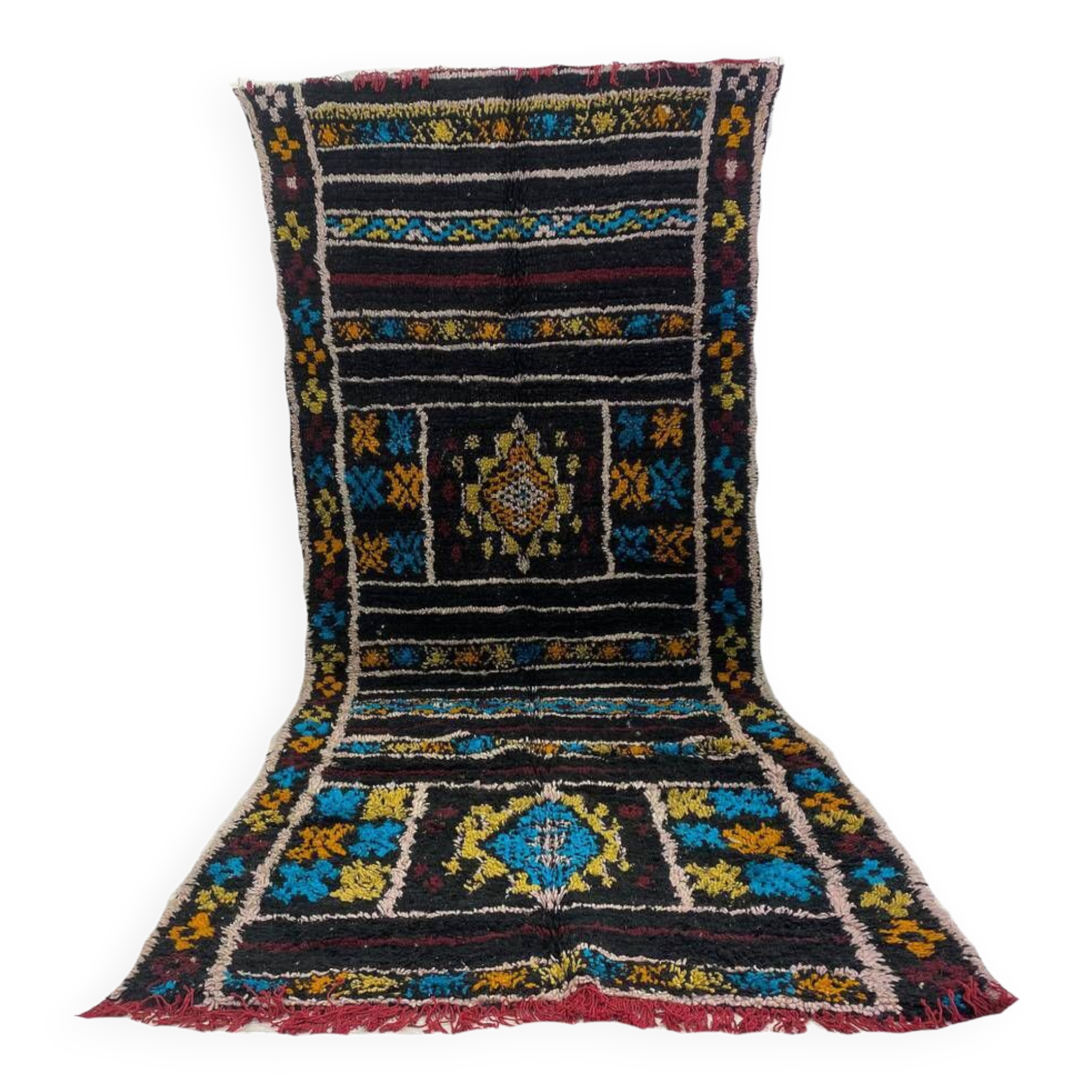 Handmade wool Berber rug 345 X 110 CM