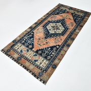 Tapis persan géométrique rouge bleu marine 3x7, 102x223 cm