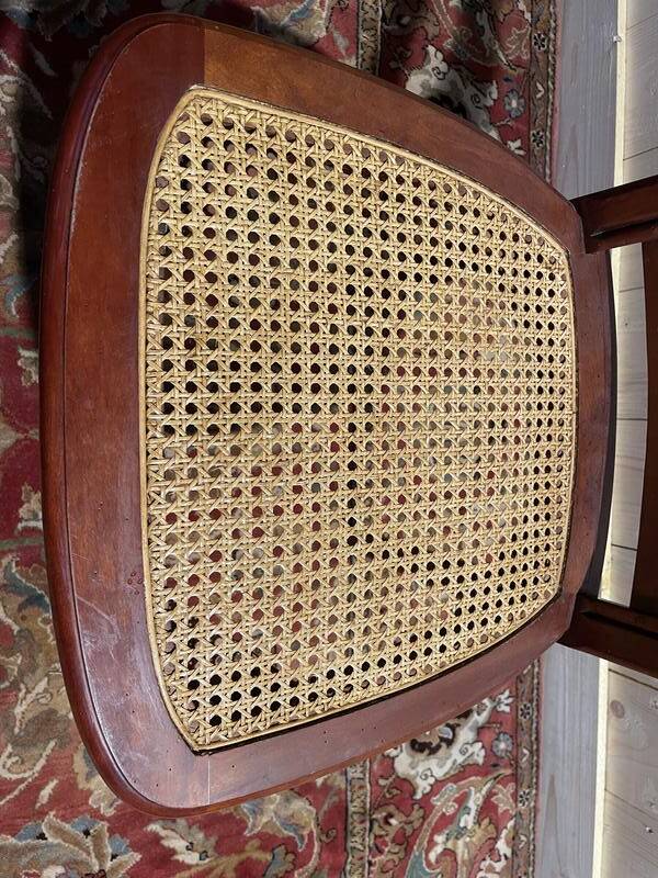 Set of 6 Louis Philippe chairs in cherry wood and cane