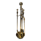 Neoclassical Fire Necessary in Polished Brass on Columnar Base Support