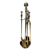 Neoclassical Fire Necessary in Polished Brass on Columnar Base Support