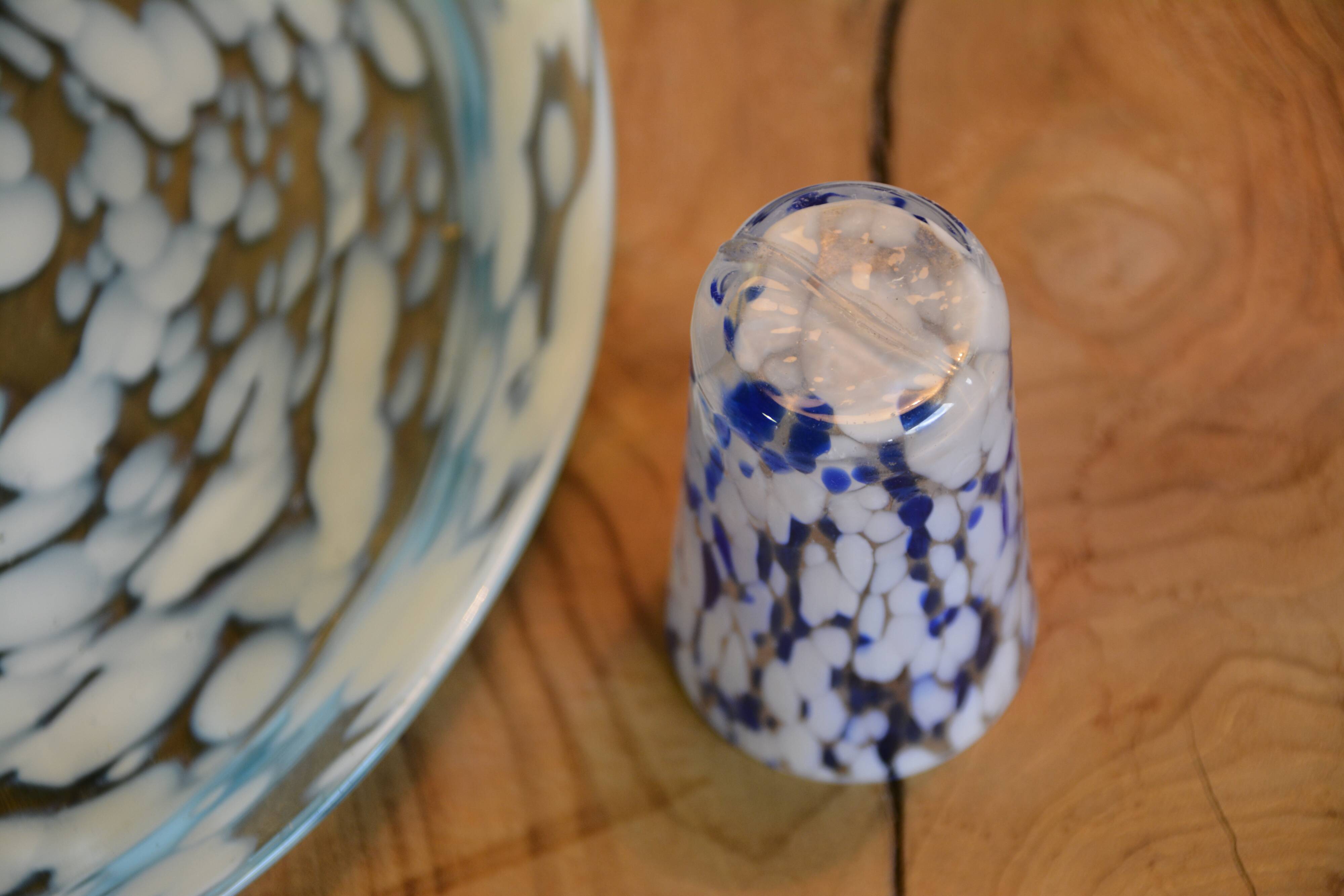 Blue glass top