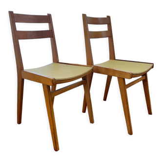 Vintage chairs in wood and skai legs from the 1950s