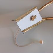 Double fire wall lamp in brass and glass cornet years 50/60