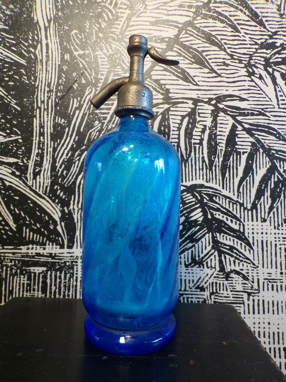 Siphon old blue glass