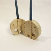 Pair of travertine elephant candle holders by Enzo Mari for Fratelli Mannelli 70s