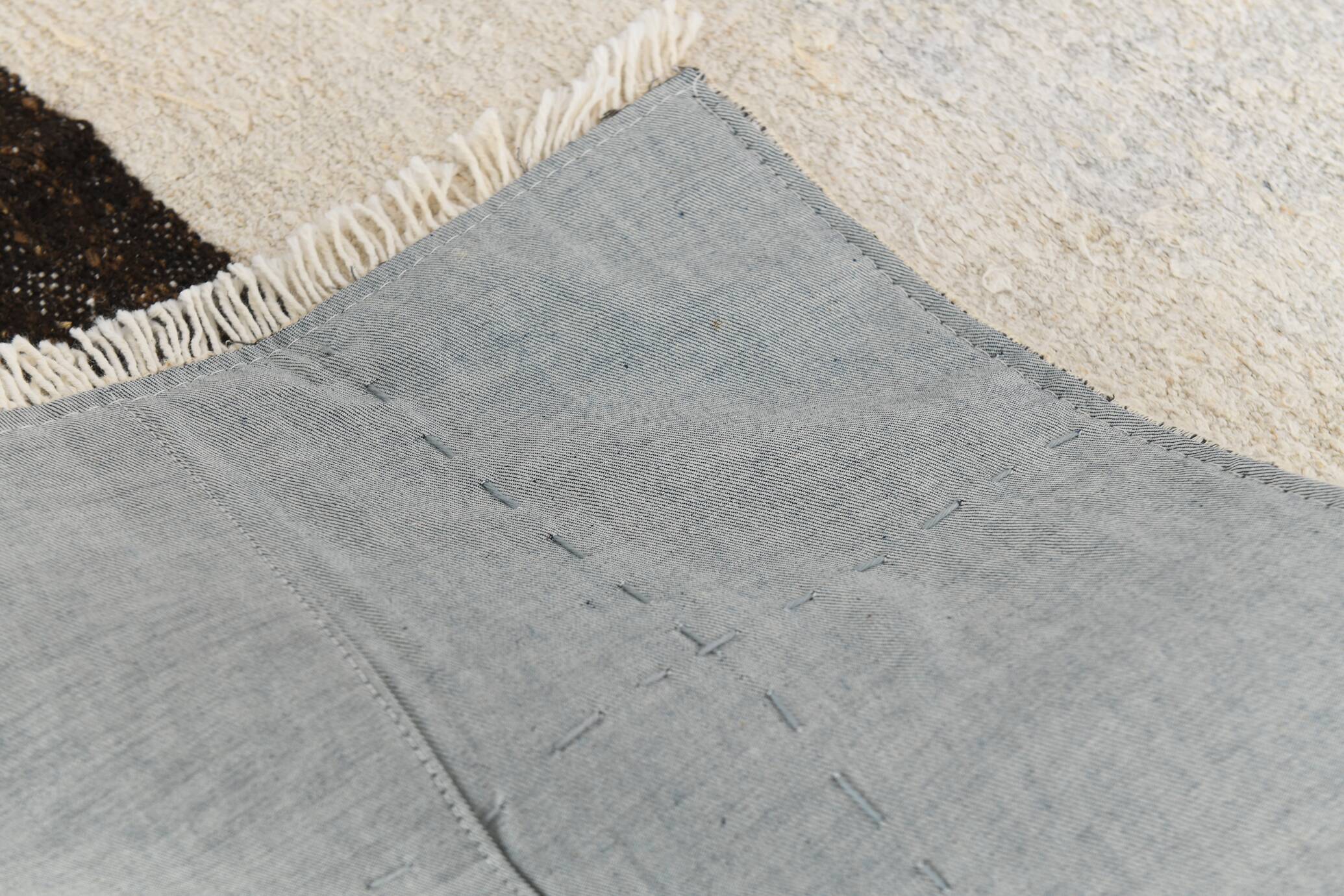 Beige & Black Striped Pattern Vintage Kilim Rug, 74x351 Cm