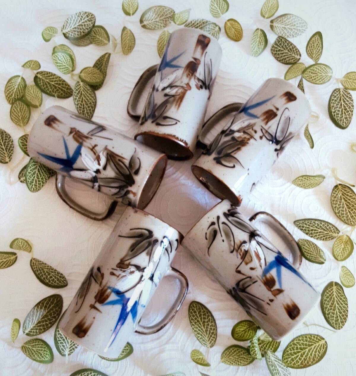 Large vintage artisanal stoneware mugs