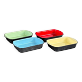 Set of 4 enamelled cast iron dishes/platters.