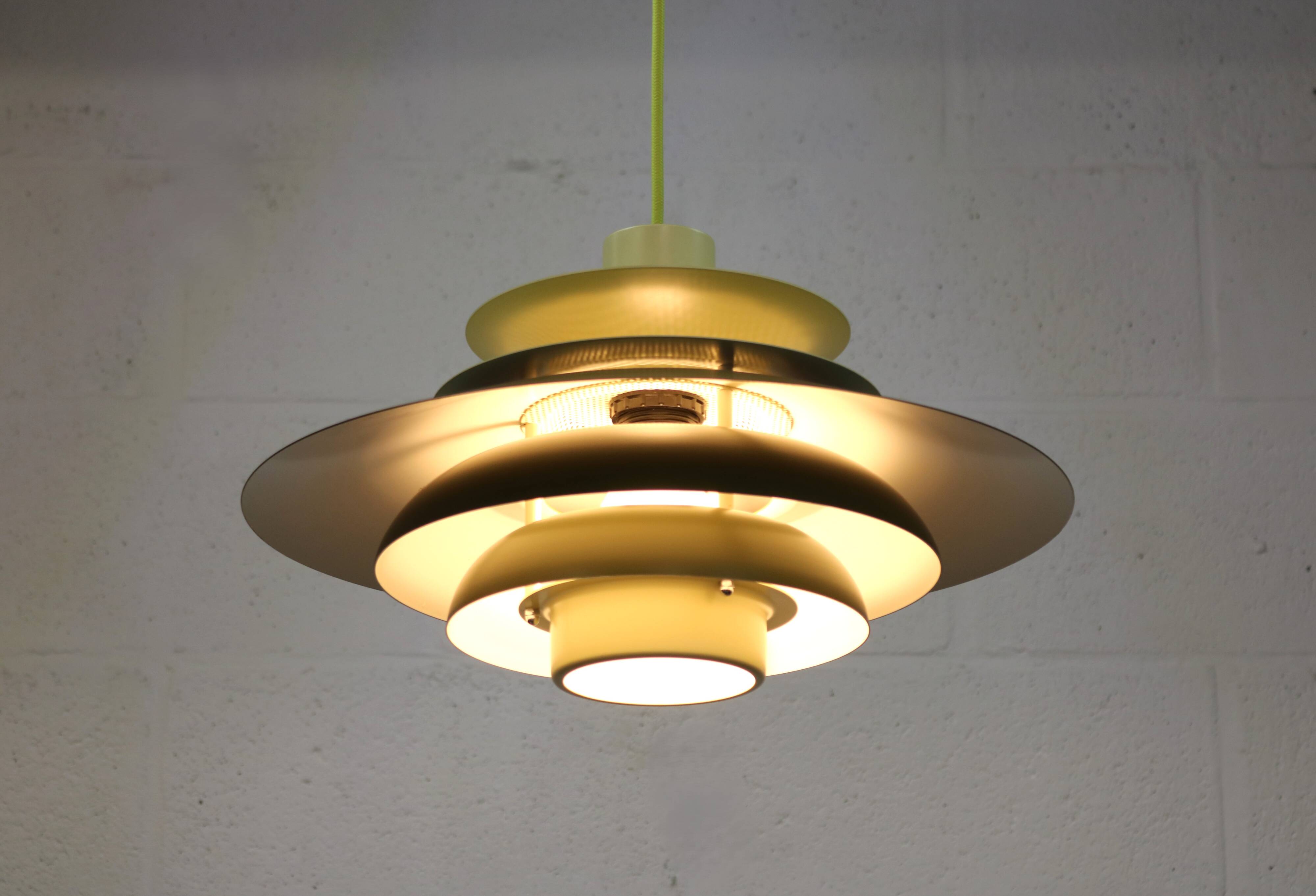 Green Danish Pendant Lamp | Kurt Wiborg Verona, 1970s Mid-Century