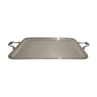Large silver-plated metal tray with shells, Christofle Gallia, 20th century