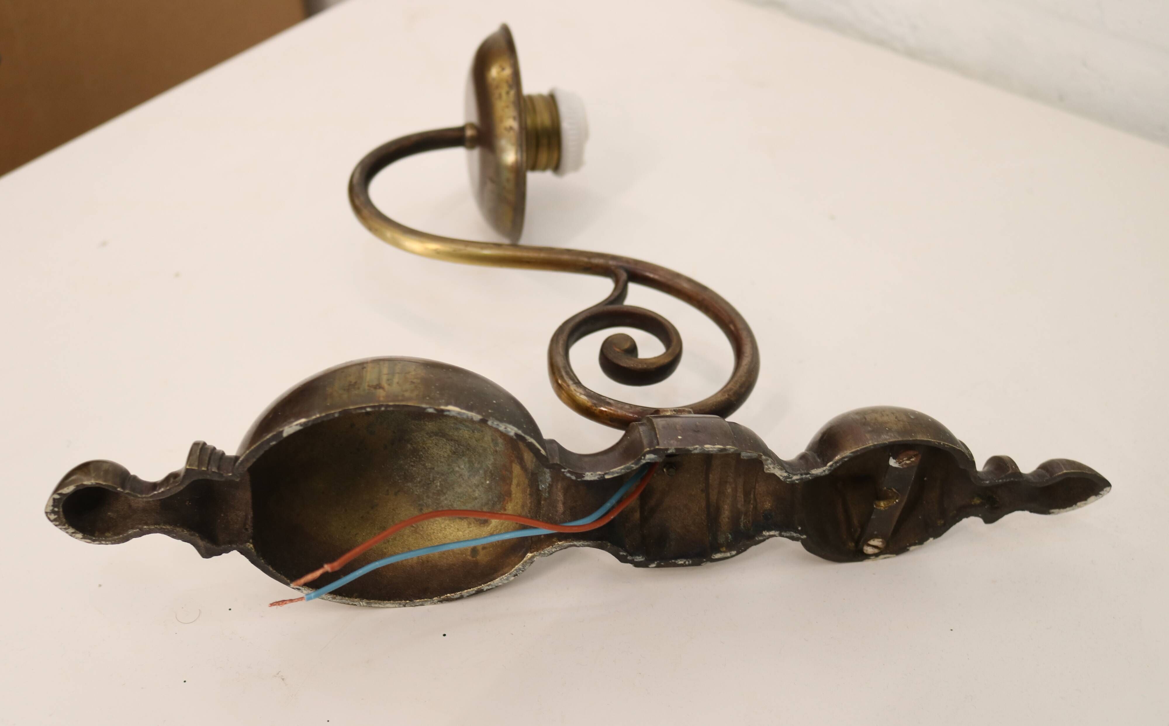 Pair of Antique Brass Wall Lamps – Vintage 1950s Sconces