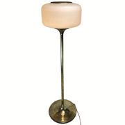 Patinated brass Art Deco low floor lamp, 132cm