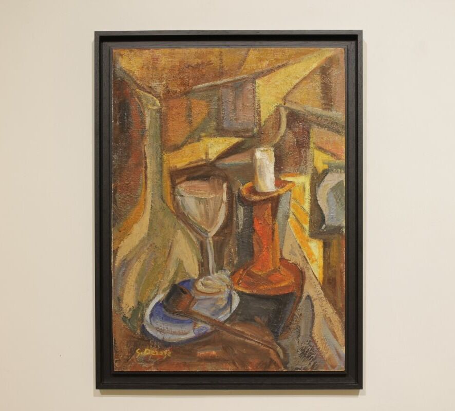 Nature morte cubiste signée - Huile sur panneau