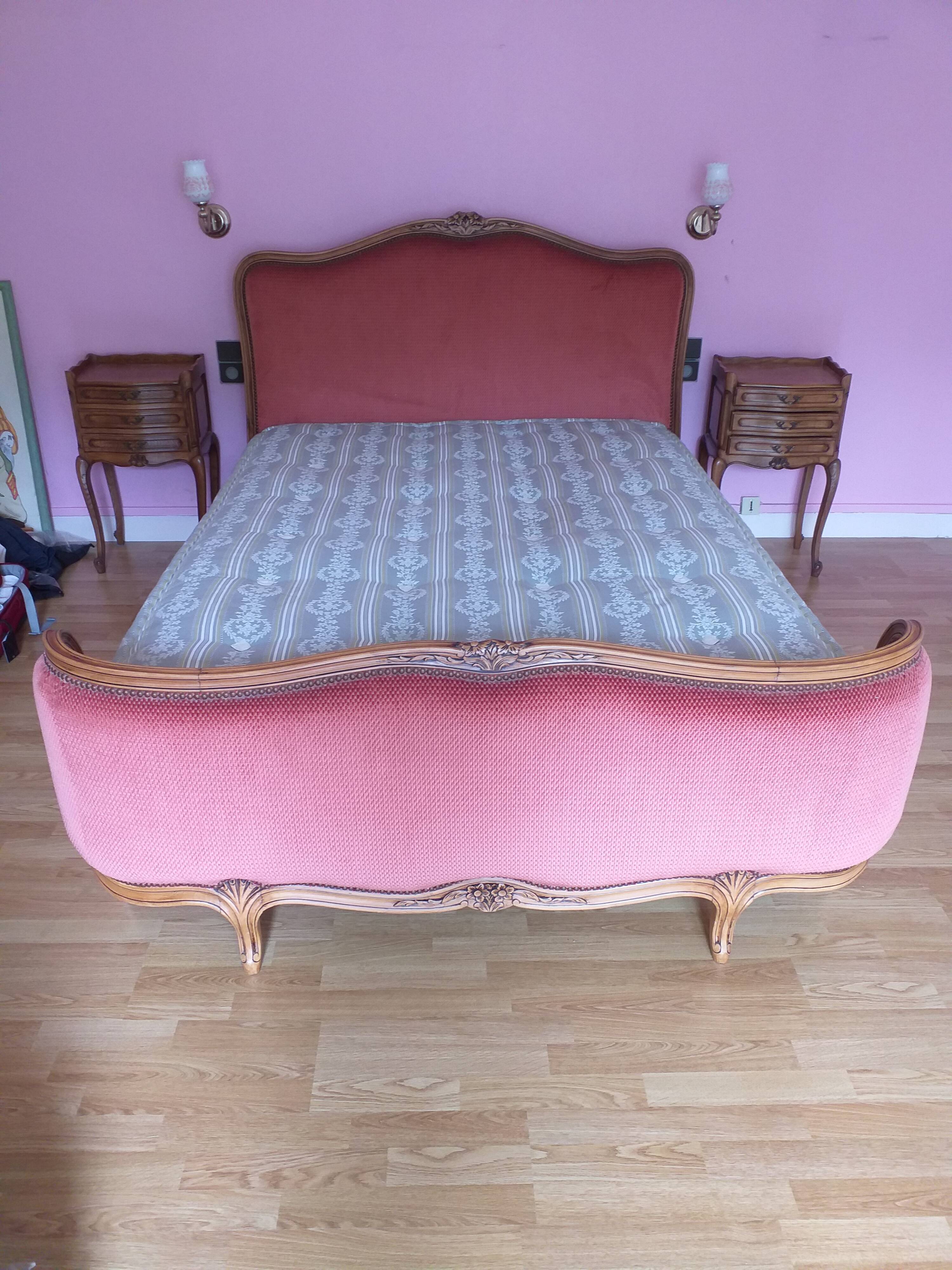Louis XV-style solid oak basket bed