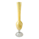 Murano-style single-flower vase. Speckled in yellow tones. Height 28 cm