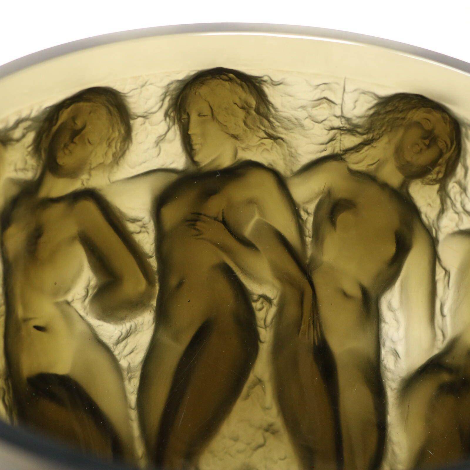 Rene Lalique Topaz Glass Bacchantes Vase
