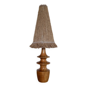 Turned wood lamp