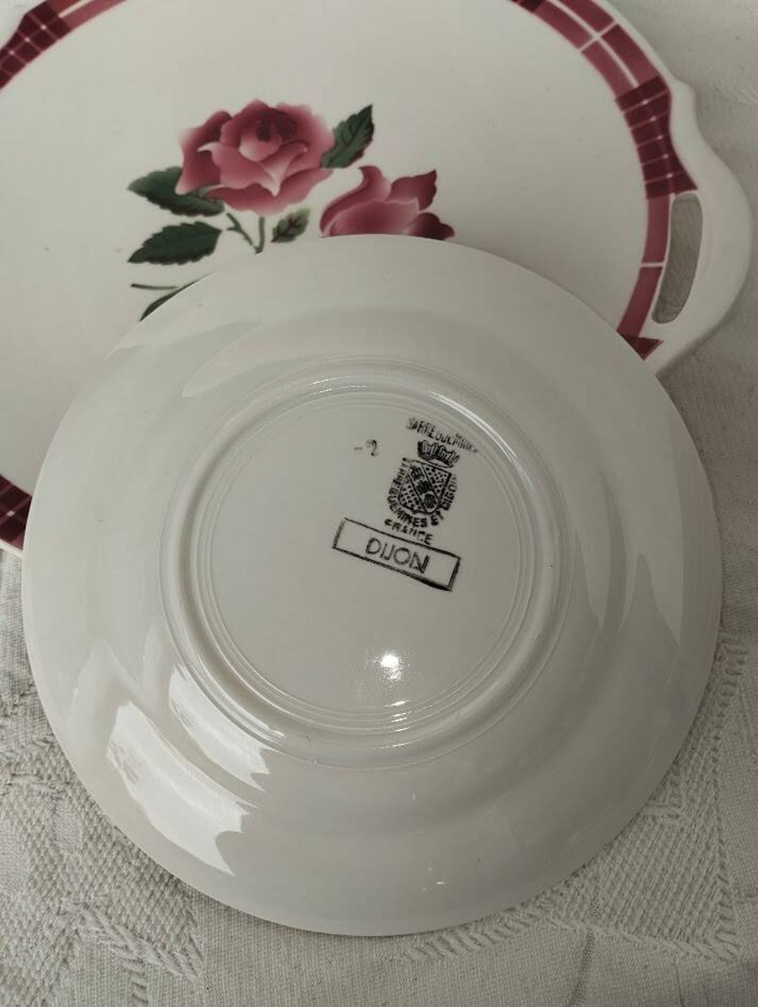 Lot of Vintage Sarreguemines & Digoin – "Dijon" Model | Tart Dish + 8 Plates