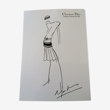 Illustration de mode de presse Christian Dior collection printemps-été 1980