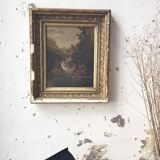 Old 19th century waterfall canvas